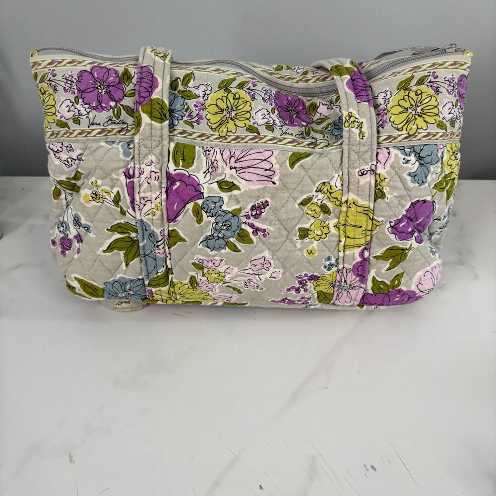 Vera Bradley Watercolor Purse Tote Bag Shoulder Zip Close Floral RETIRED PRINT - Picture 2 of 7